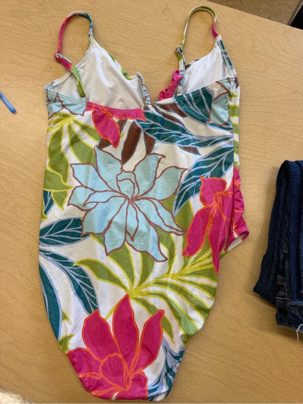 Vince Camuto Multicolor Tropical Print One-Piece Swimsuit — Pink, Green, Teal